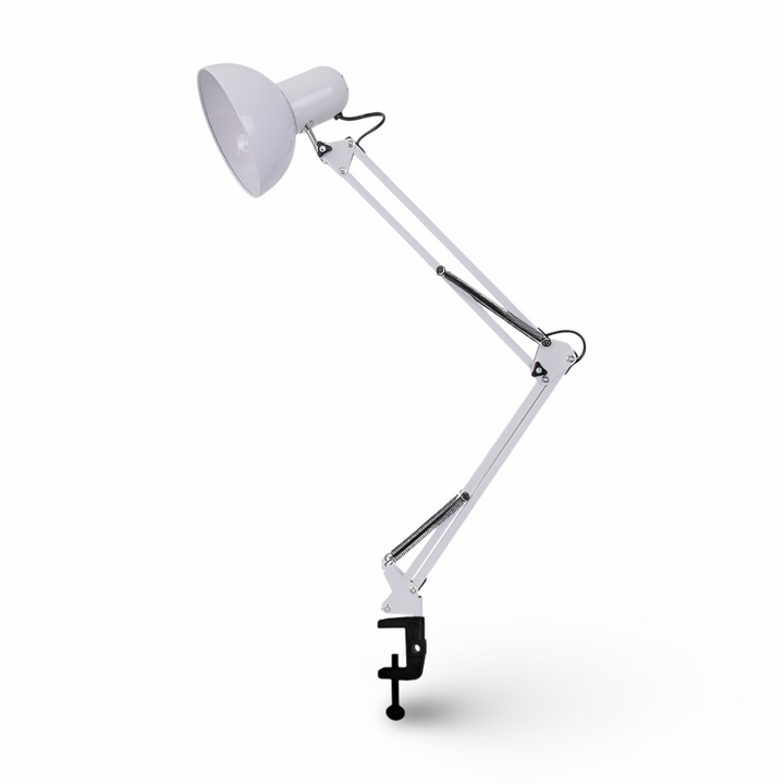 Lampe de bureau LED fonctionnelle et esthétique. Bras flexible à pince pour éclairage moderne de travail/lecture.