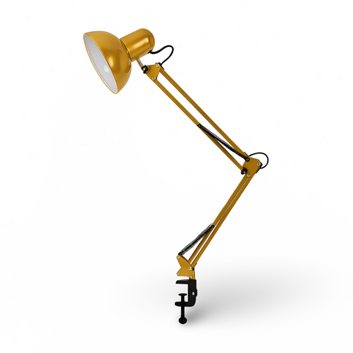 Éclairage LED lumineux pour bureau. Lampe moderne à pince, bras réglable pour un travail ou une lecture confortable.