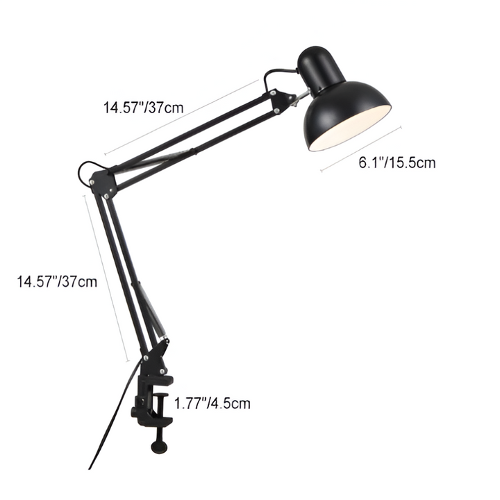 Lampe de bureau LED stable avec pince. Bras long réglable pour un éclairage fiable du travail et de la lecture.