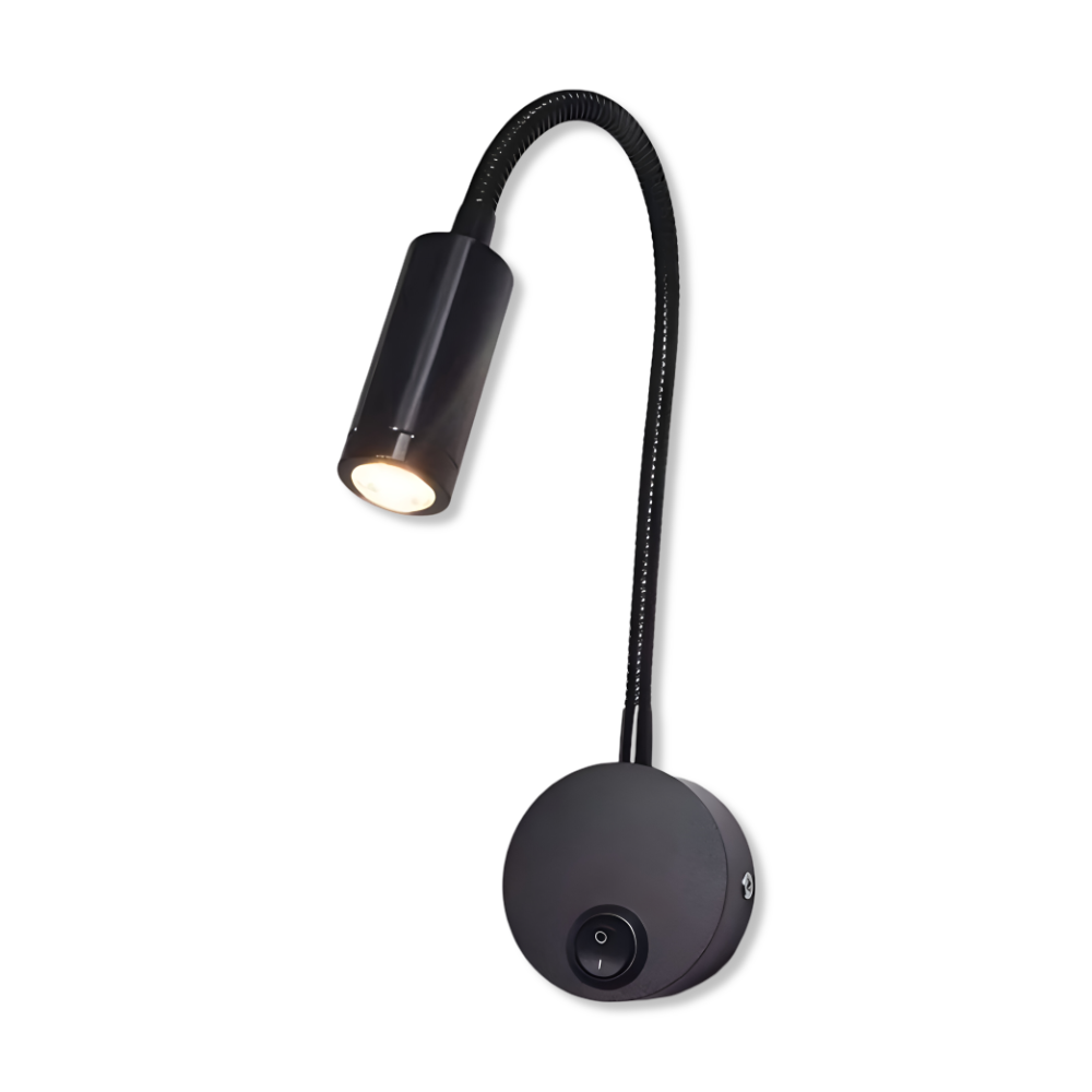 Lampe murale LED moderne, col de cygne articulé, parfaite pour lecture et ambiance chambre.