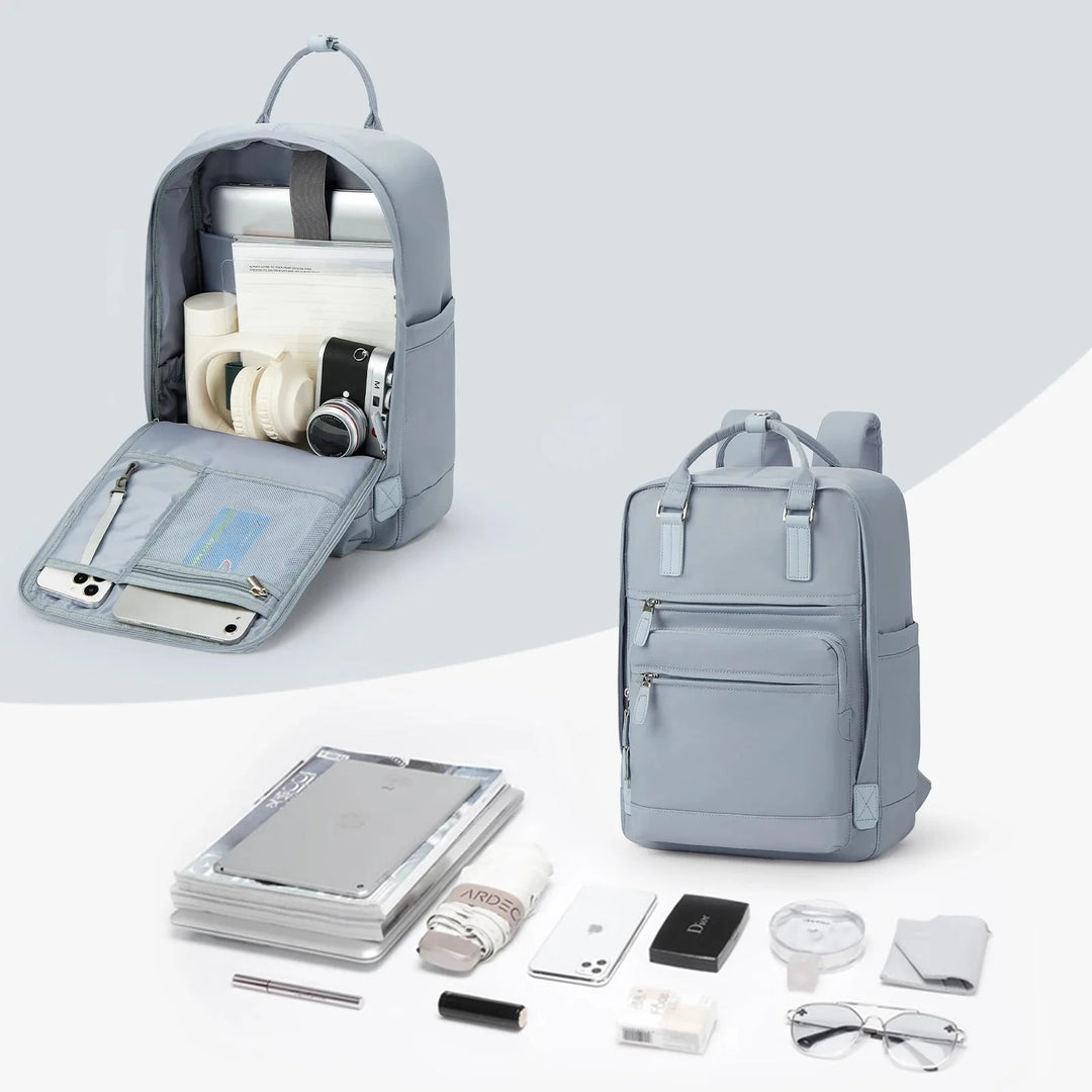 Sac de voyage femme imperméable avec multiples compartiments pour ordinateur portable et effets personnels.
