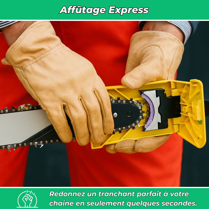 Outil d'affûtage de chaîne de tronçonneuse, assurant une précision optimale pour un tranchant durable et sûr.