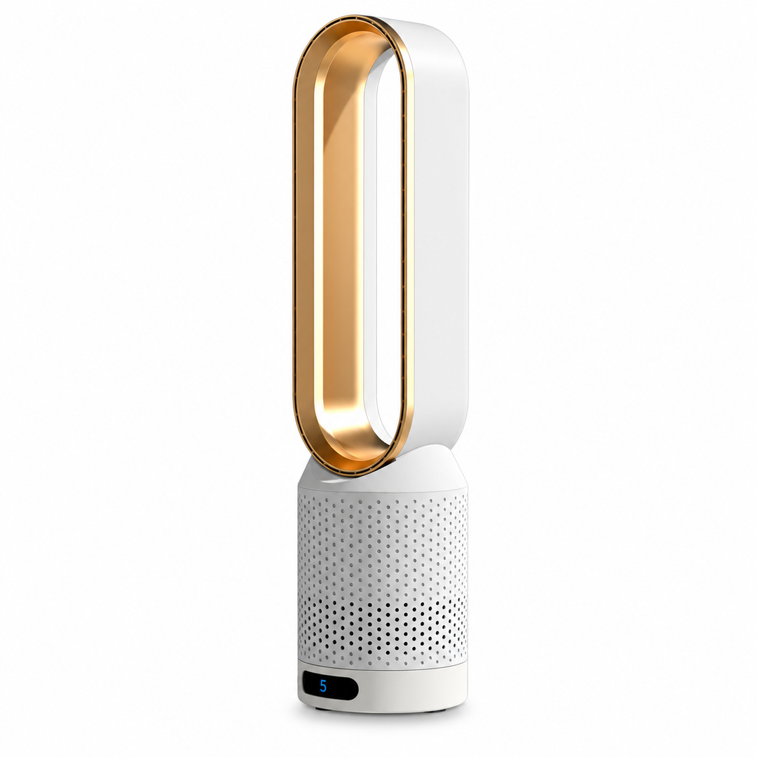 Design futuriste, ventilateur tour sans pales, plus sûr et silencieux qu'un ventilateur traditionnel, pour l'été.