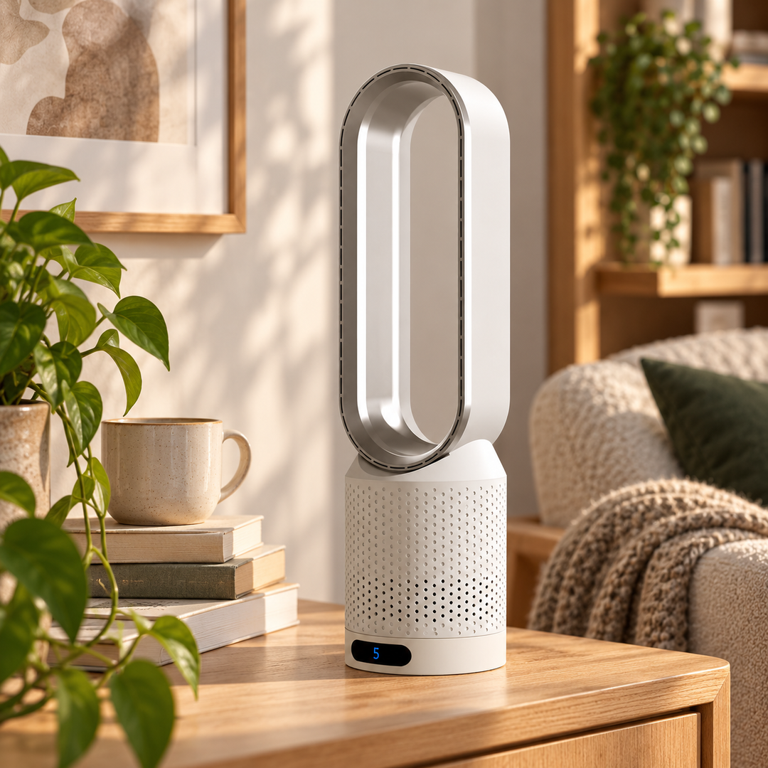 Ventilateur tour sans pales ultra-silencieux pour maison, bureau. Fraîcheur moderne et efficace pour l'été.