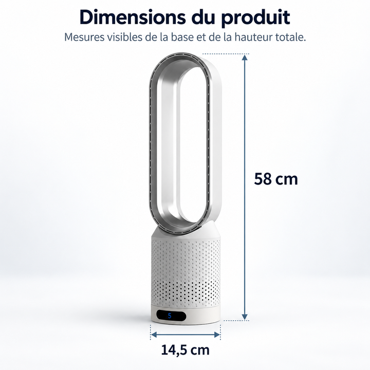 Ventilateur colonne moderne, technologie sans hélice. Apporte fraîcheur et design à votre intérieur, silencieux.