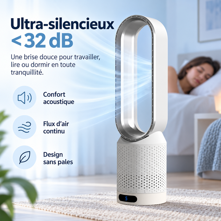 Ventilateur de tour élégant et silencieux pour chambre ou salon. Idéal pour un bureau frais tout l'été.