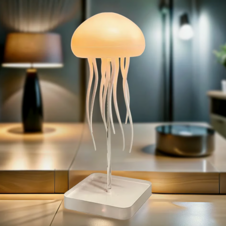 Lampe d'ambiance AquaAura design moderne, effet méduse apaisant, lumière LED multicolore, parfaite pour la nuit.