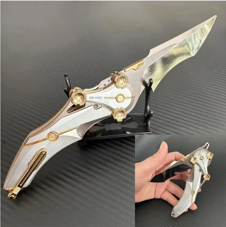 Couteau pliable unisexe tout métal, lame 8Cr13Mov, design compact pour collection et EDC.