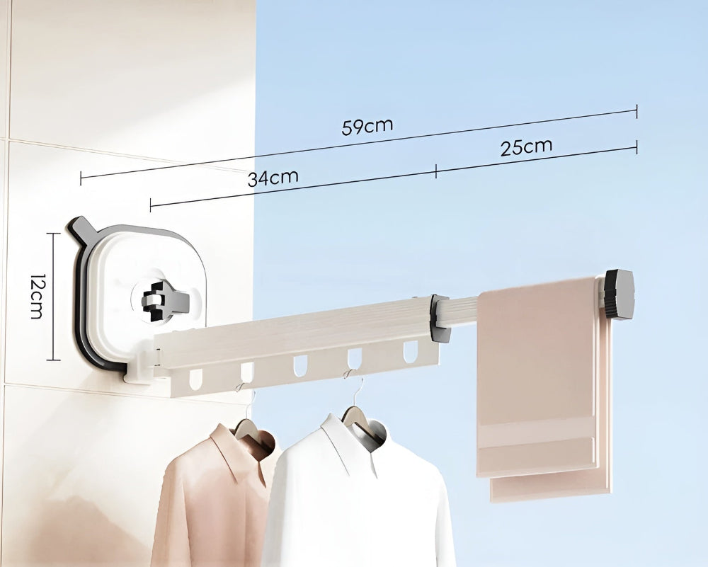 Séchoir AluFlex mural en aluminium, résistant et pliable, idéal pour utilisation quotidienne du linge.