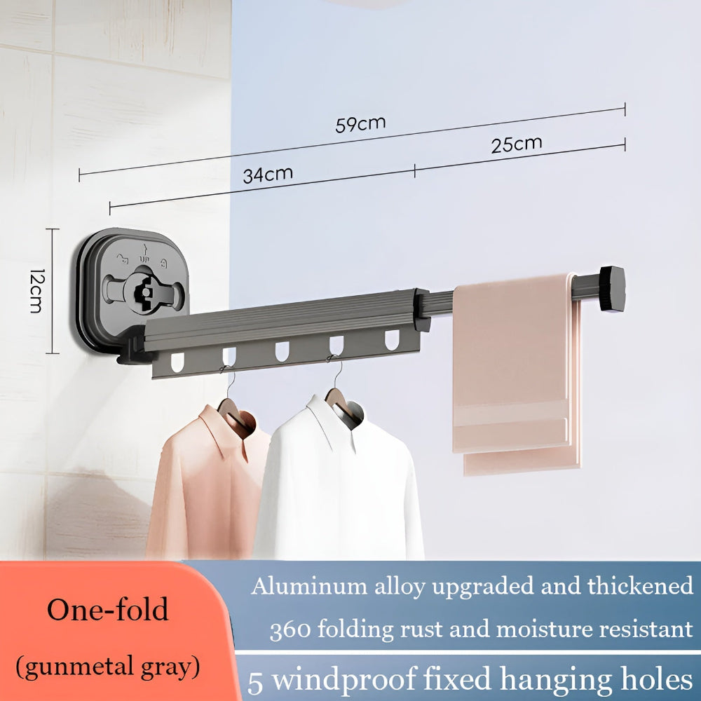 Séchoir AluFlex mural pliable pour un séchage rapide et un rangement discret du linge quotidien.