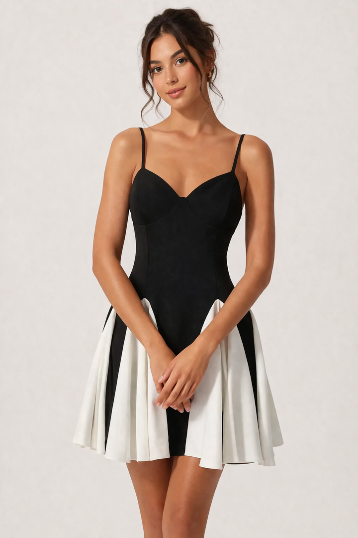 Robe de soirée chic pour femme, coupe courte à bretelles, élégante et confortable pour l'été et les événements festifs.