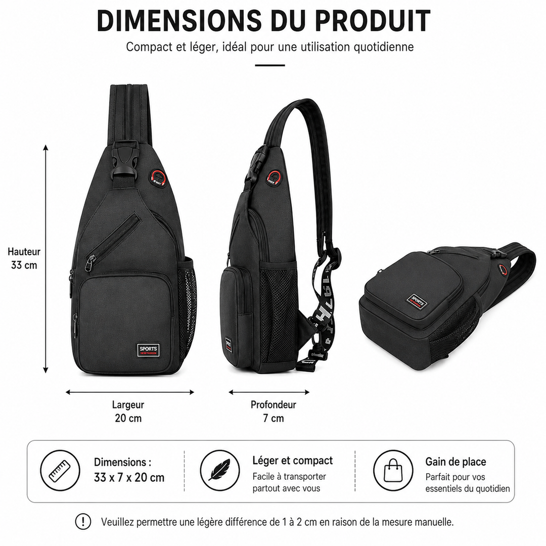 Sac bandoulière imperméable pour organisation quotidienne, élégant et fonctionnel.