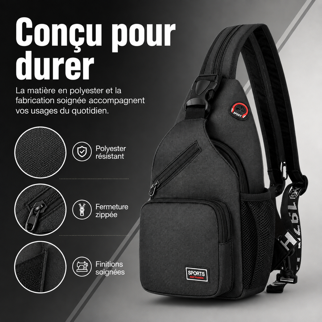 Sac bandoulière polyvalent, organisation optimisée, étanche, pour tous les jours.