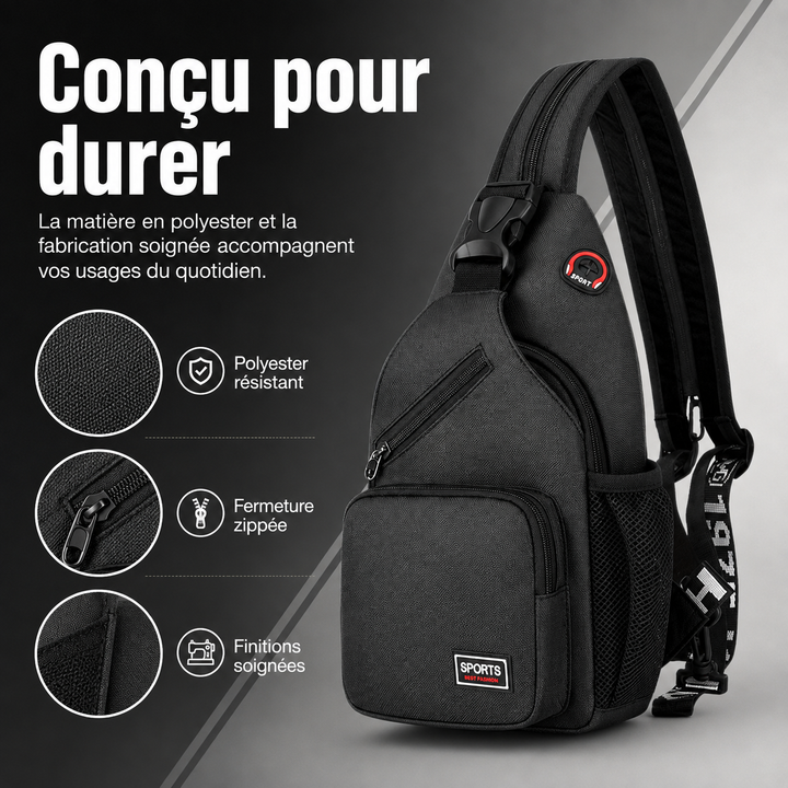 Sac bandoulière polyvalent, organisation optimisée, étanche, pour tous les jours.