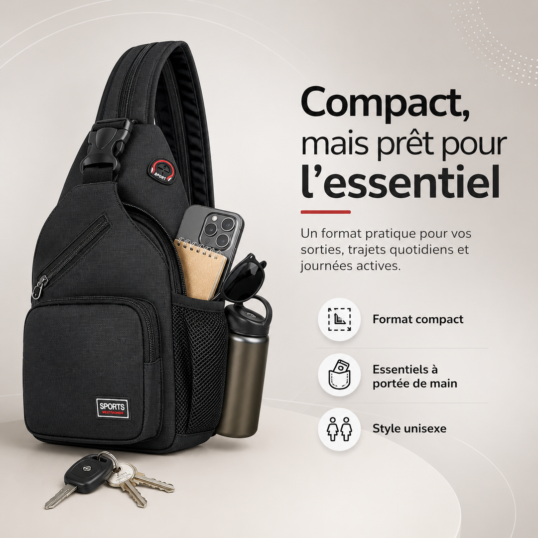 Sac imperméable élégant, unisexe, idéal pour ville, voyage ou activités quotidiennes.