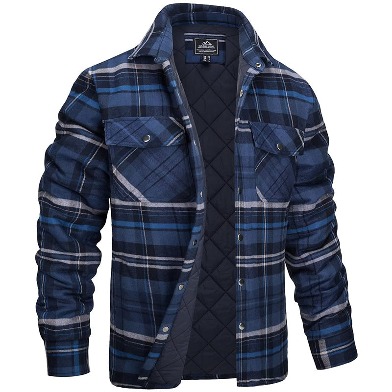 Veste bûcheron à carreaux rouge et noir pour homme, style décontracté et chaude pour l'hiver.
