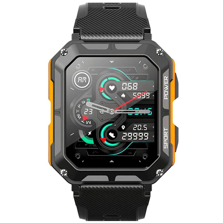 Écran lumineux de la montre connectée ArmorTime unisexe dans l'obscurité. Lisibilité optimale, même la nuit.