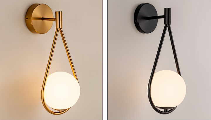 Lampe murale Lumeira, style artistique. Éclairage moderne en laiton/noir. Parfait pour décoration intérieure.