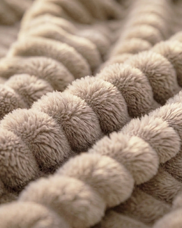 Couverture moelleuse, idéale pour créer une atmosphère accueillante dans le salon.