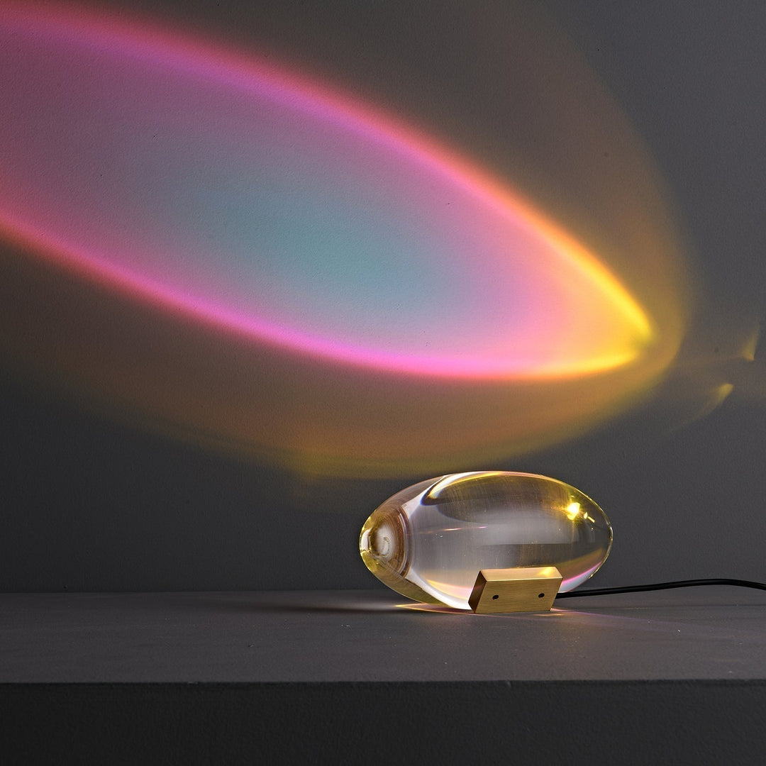 Lampe LED cristal, effet coucher de soleil, design moderne, pour une ambiance chaleureuse et unique.