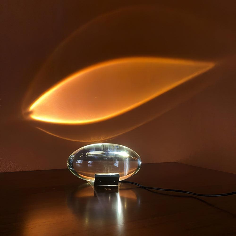 Lampe d'appoint LED en cristal, bleuviolet, créant une ambiance sophistiquée et relaxante.