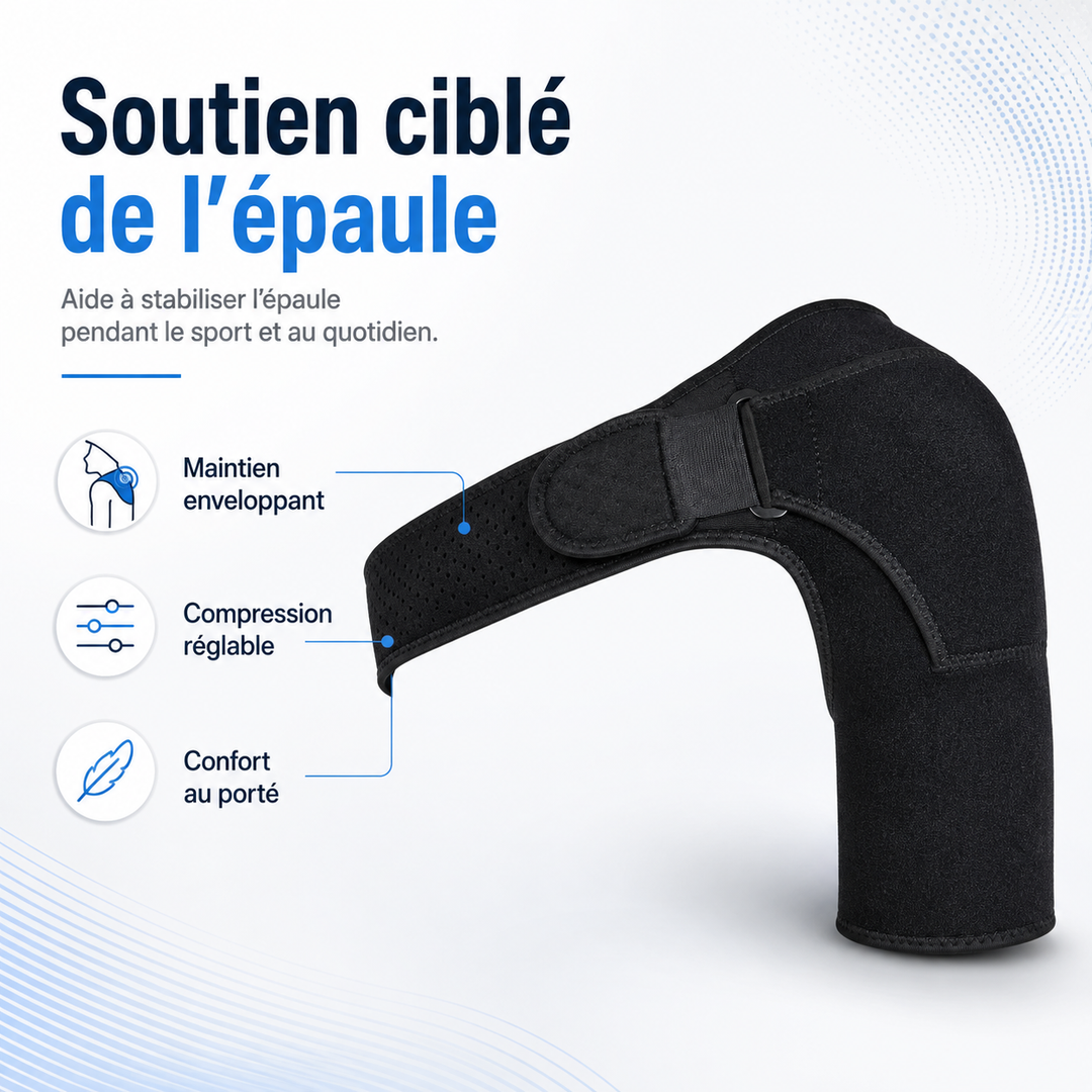 Attelle d'épaule unisexe pour douleur et soutien musculaire, idéale pour le sport et la récupération.