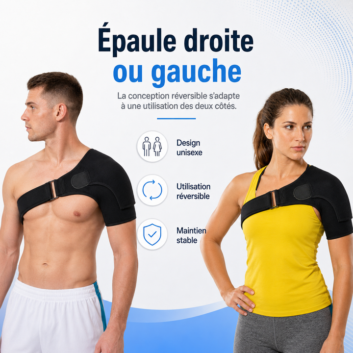 Attelle de soutien pour épaule blessée, favorise la récupération après l'effort sportif.