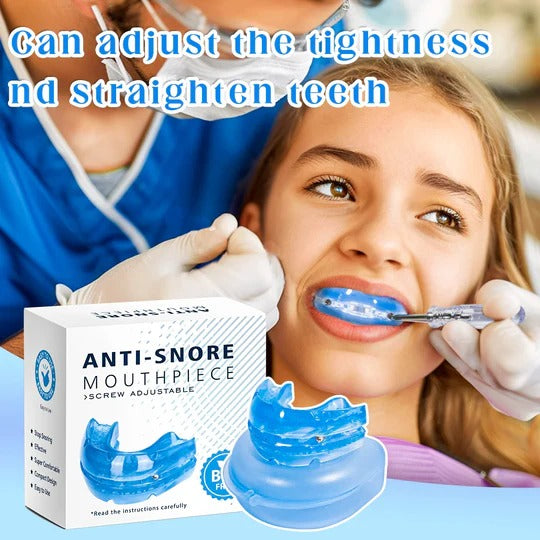 Dispositif anti-ronflement réglable en silicone sans BPA pour un confort optimal et des nuits paisibles.