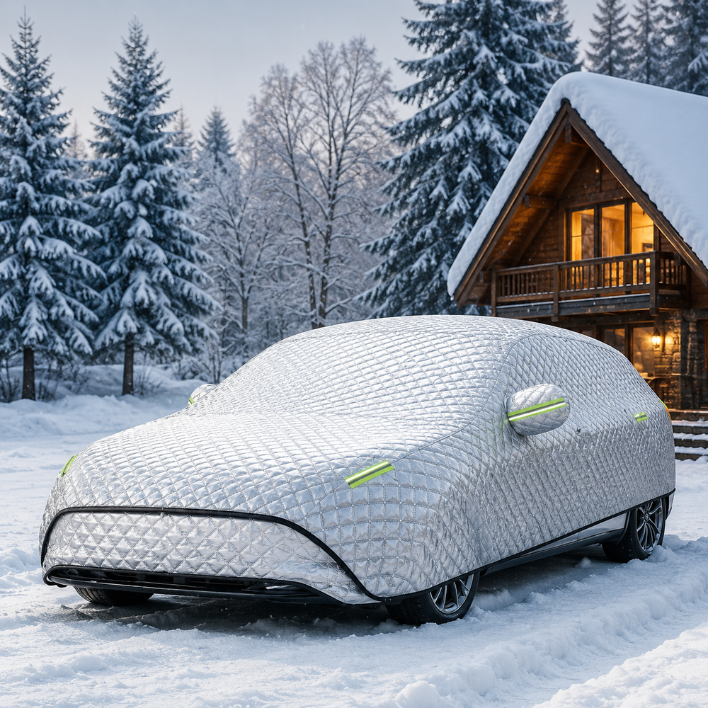 Bâche auto universelle imperméable et anti-UV, protégeant efficacement votre véhicule des intempéries.