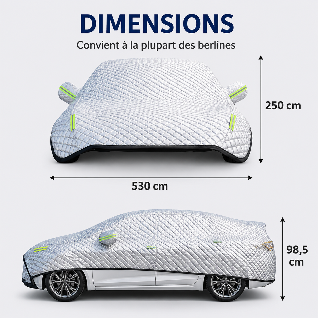 Housse auto universelle, installation facile, protection fiable pour votre berline, SUV ou MPV.