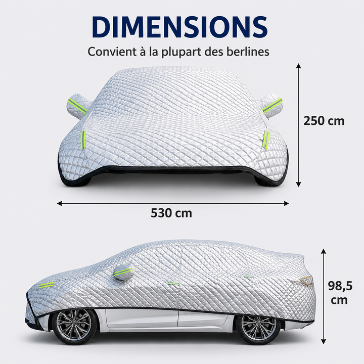 Housse auto universelle, installation facile, protection fiable pour votre berline, SUV ou MPV.
