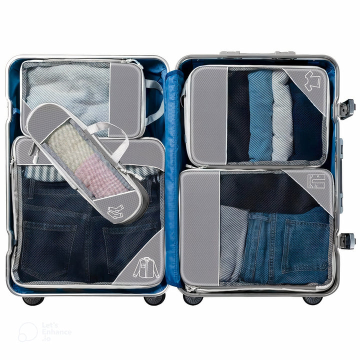 Organisateurs de bagages compressibles PackPro pour voyageur, idéal rangement valise et gain de place.