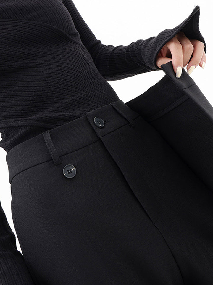 Pantalon mode femme, large, asymétrique, double boutonnage, idéal pour diversifier votre garde-robe.
