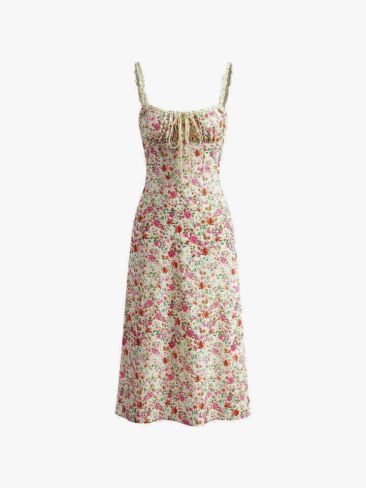 Robe midi florale polyvalente pour femme, style chic ou décontracté d'été, imprimé tendance.