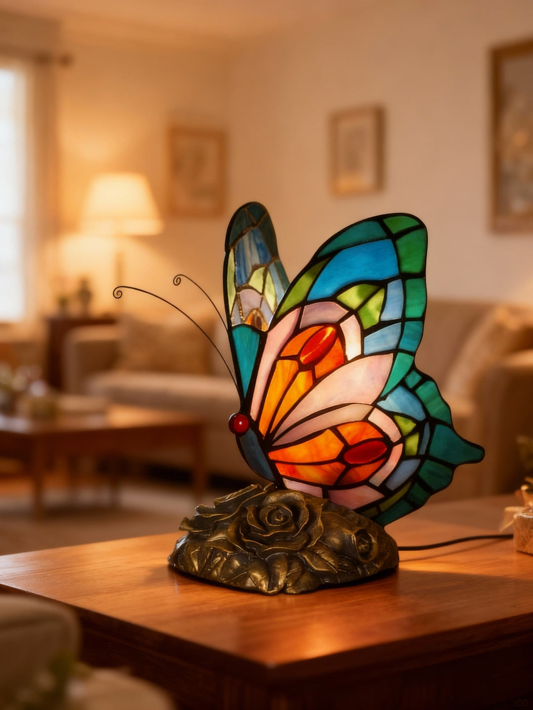 Lampe de table papillon LED artisanale, parfaite pour une ambiance douce et une décoration intérieure élégante.
