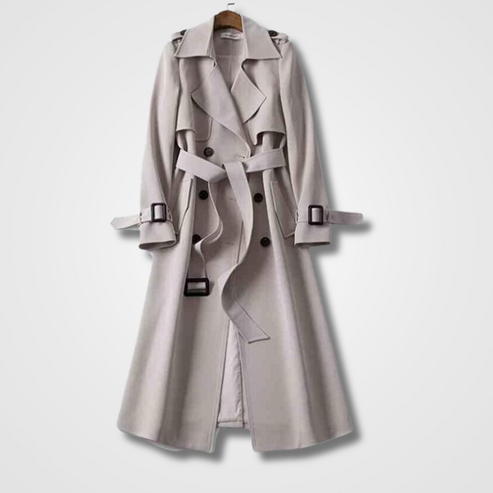 Manteau trench chic gris femme, polyvalent et intemporel. Parfait pour les saisons automne et printemps.