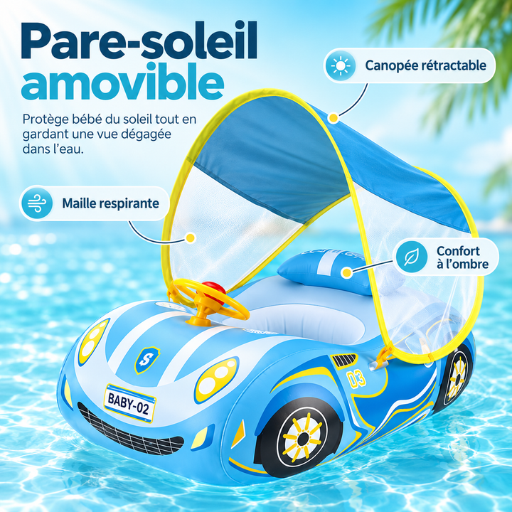 Jouet aquatique bébé: bague de bain gonflable pour piscine, avec pare-soleil, pour un été en sécurité.