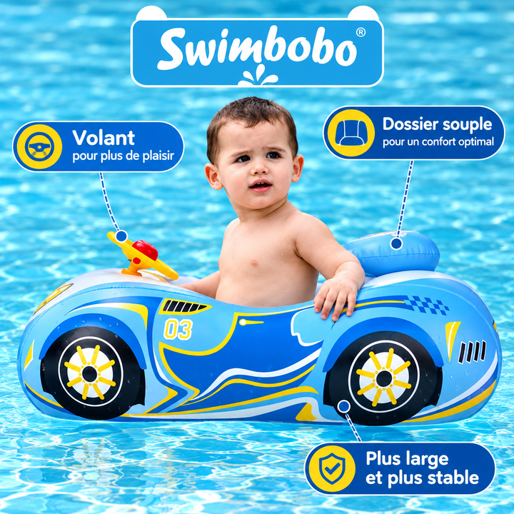 Accessoire de baignade bébé: flotteur gonflable avec siège et pare-soleil, protection UV pour enfant.