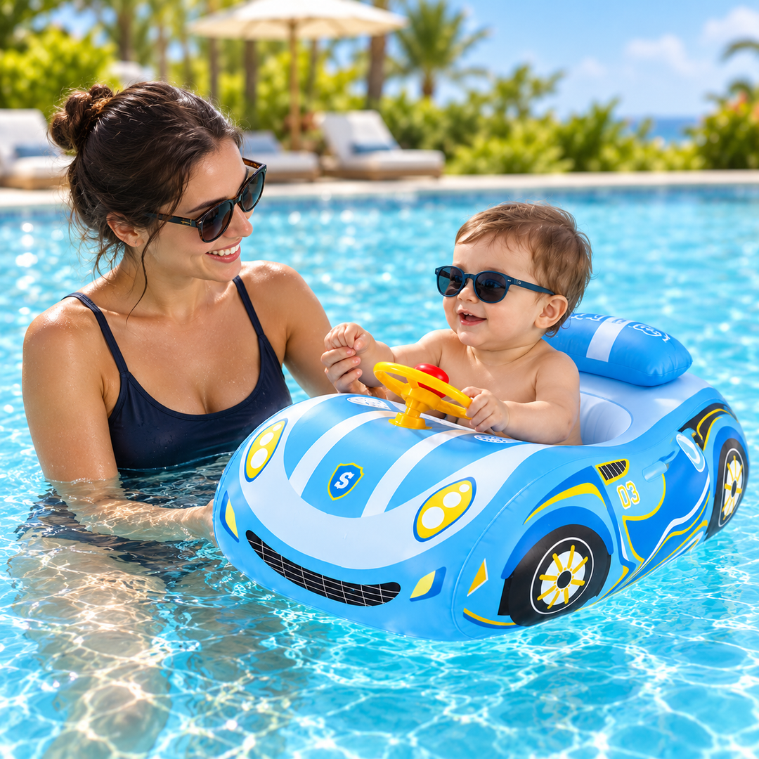 Bague de bain gonflable bébé, avec siège flotteur et pare-soleil UV, indispensable pour l'été et la piscine.