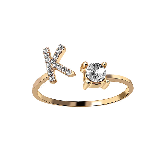 Anneau initiale ajustable, bijouterie femme, cadeau romantique.