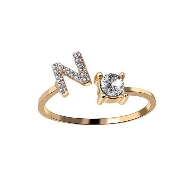 Bague initiale en argent, ajustable, accessoire mode personnalisé.