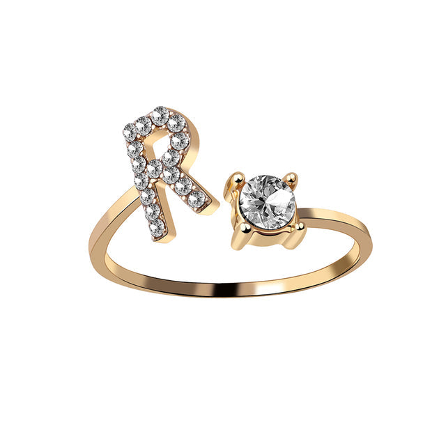 Bague initiale réglable en argent, bijouterie personnalisée femme.