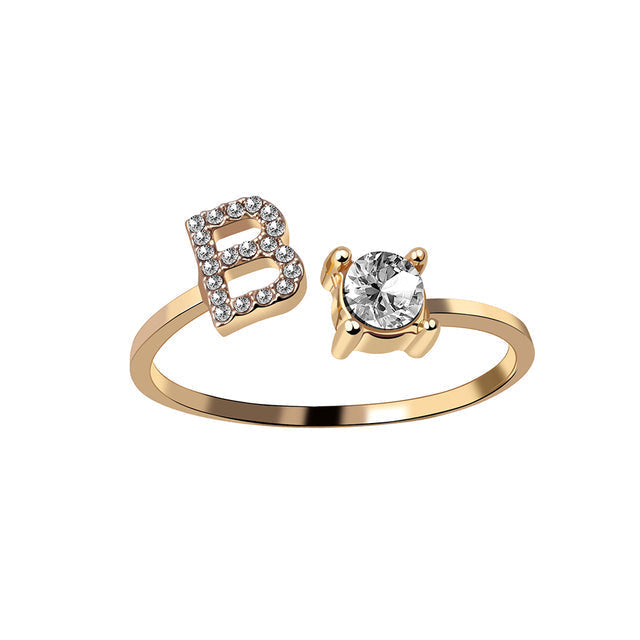 Bague initiale personnalisée, ajustable, cadeau souvenir pour femme.