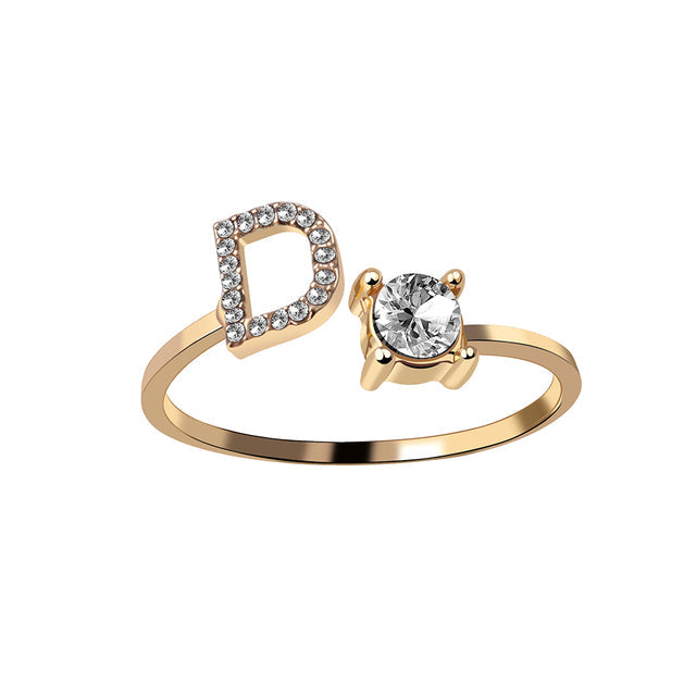 Cadeau personnalisé, bague initiale ajustable, souvenir précieux.