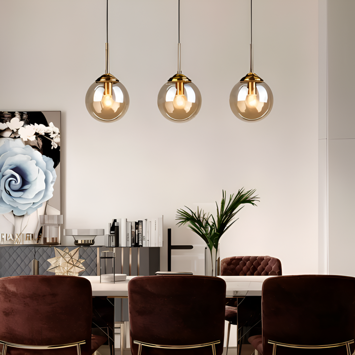 Design nordique: suspension LED élégante pour salle à manger, ambiance lumineuse cosy.