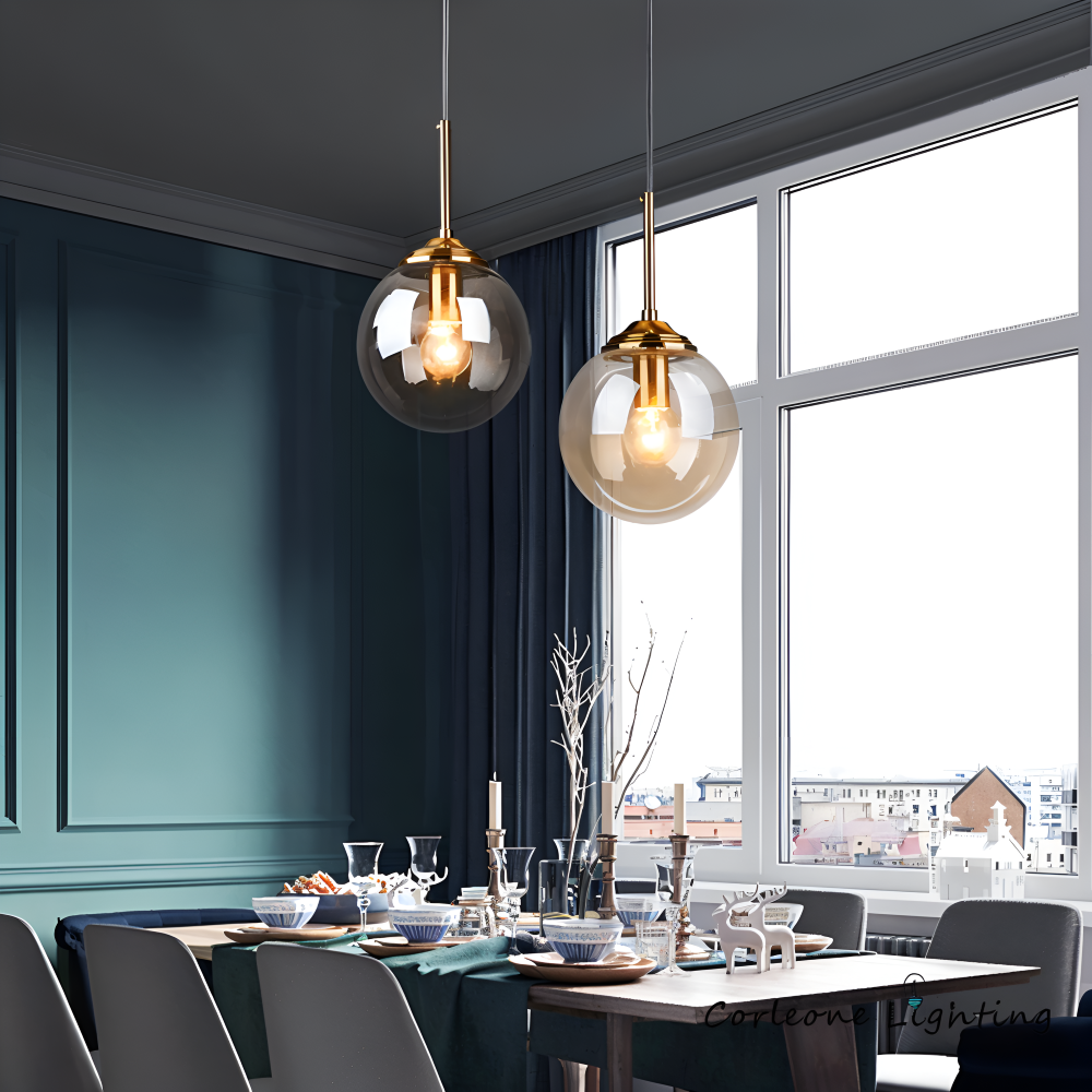 Suspension LED minimaliste, style scandinave, idéal éclairage pour salon contemporain.