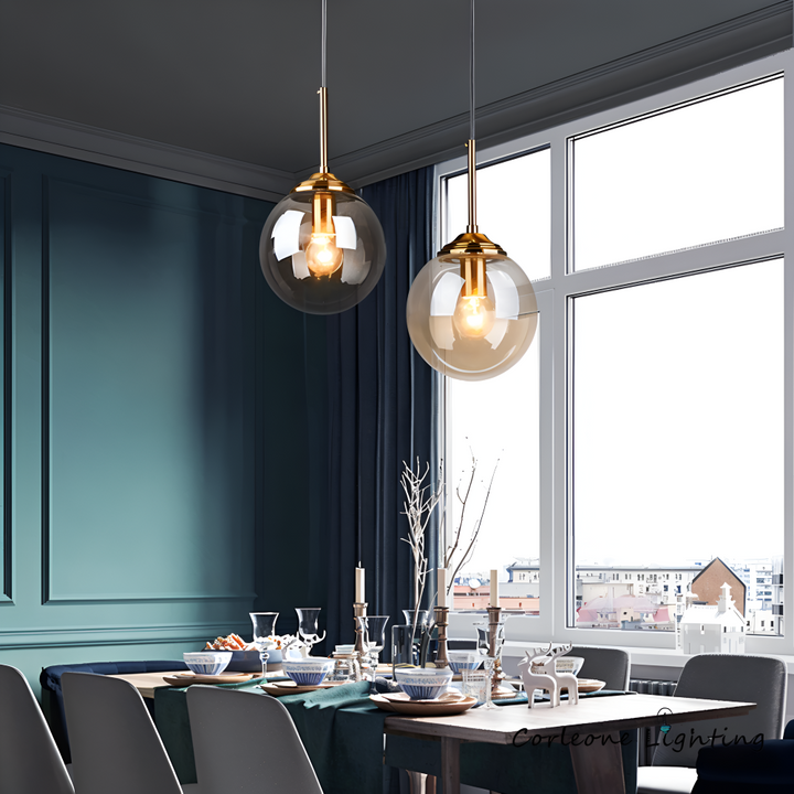 Suspension LED minimaliste, style scandinave, idéal éclairage pour salon contemporain.