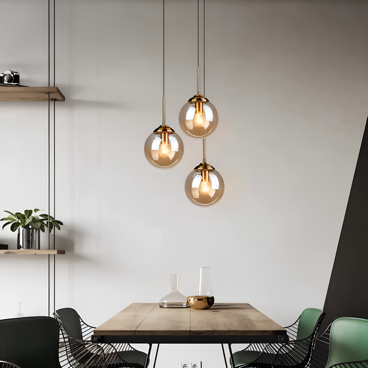 Lampe suspension LED pour cuisine, design élégant et éclairage fonctionnel, style nordique.