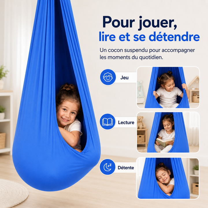 Balançoire relaxante pour enfant, transforme le jardin ou la chambre en aire de jeux confortable.