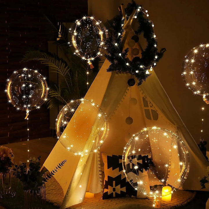 Ballons lumineux LED multicolores, flottant et créant une lumière d'ambiance féerique pour votre fête.